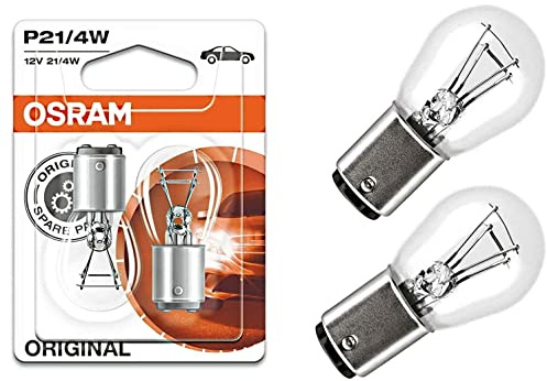 2x Original Osra.m P21/4W 12V BAZ15d 7225-02B Standard Weiß Ersatz Halogen Birne für Bremslicht Hecklicht Nebellicht vorne E-geprüft