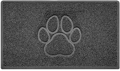 Nicoman Paw Embossed Shape Door Mat Dirt Trapper PVC Spaghetti Mat Washable Quick Drying Barrier Doormat-Dark Grey (Drainage Open-Back)-Medium (75x44cm)