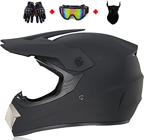Motorradhelm Kinder Motocross Helm Set mit Brille Handschuhe und Maske Fahrradhelm Unisex Fullface Cross Helm mit ATV/MTB/MX Mountainbike Motorrad Schutzhelm DOT/ECE Certified,A,M