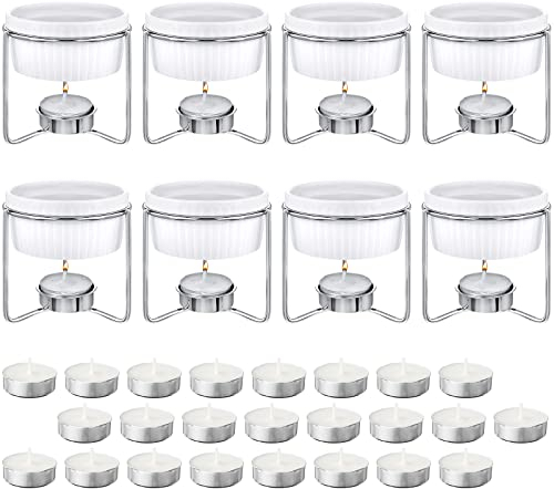 Treela 40-teiliges Keramik-Butterwärmer-Set inklusive Butterwärmer, Schmelzgerät und 32 Teelichtkerzen für Schokolade, Käse, Fondue, Krabben, Hummer, mikrowellengeeignet