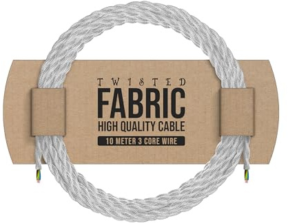 10 Meters / 32.8FT White Braided Cable, LEDSONE 3 Core Electrical Cables, Vintage Braided Flex Cable Twisted Fabric Electrical Wire for DIY Lamps Industrial Pendant Lights Lighting Appliances - White