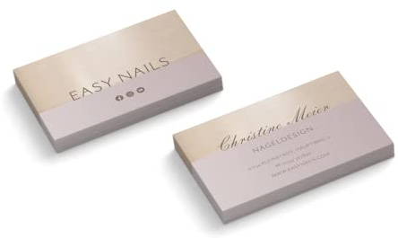 Visitenkarten personalisiert | Nageldesign | 2-seitig | Querformat | Menge + Farbe + Papier zur Auswahl | selbst gestalten | hochwertiger Druck | 350 g Qualitätsdruck (Lila, 500 Stück)