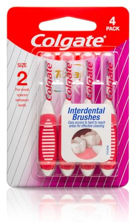 Colgate Total Interdentalbürste für verbesserte Mundgesundheit, Größe 2 mm, für kleine Zahnzwischenräume, 4 Stück