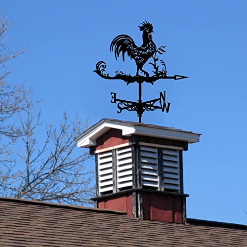CAZARU Wetterfahne, Hahn, Pferd, Hund, Drache, Eisen, 61 cm, Metall-Wetterfahne mit Gartenstange für Garten, Koppel, Dach, Bauernhof, Szene, Garten, Windrichtung, Messwerkzeuge, Dekoration, E