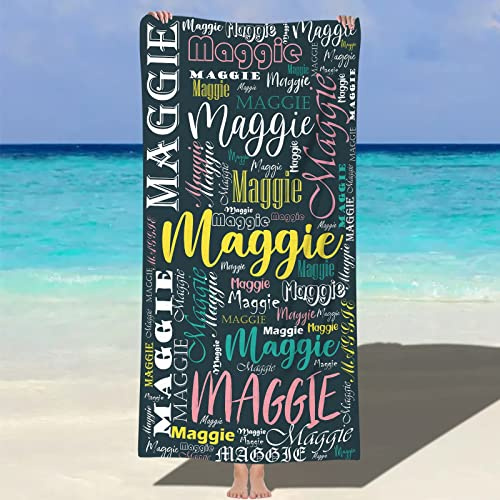 NIBESSER Personalisiertes Strandtuch mit Namen 76x152cm Mikrofaser Strandtuch schnell trocknendes Badetuch Personalisierte Geschenke für den Strand, Reise, Sauna
