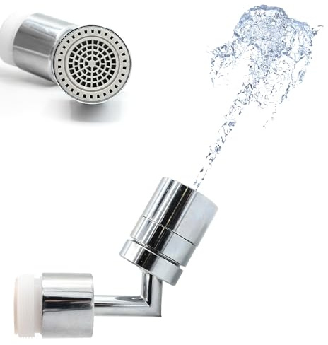 FISHTEC - Raccordeur de Robinet Orientable 360° 2 Jets Différents Rotation Pratique Multifonction Embouts et Joint Fournis Idéal pour le Nettoyage, Brossage Dents, Boire au Robinet, etc.