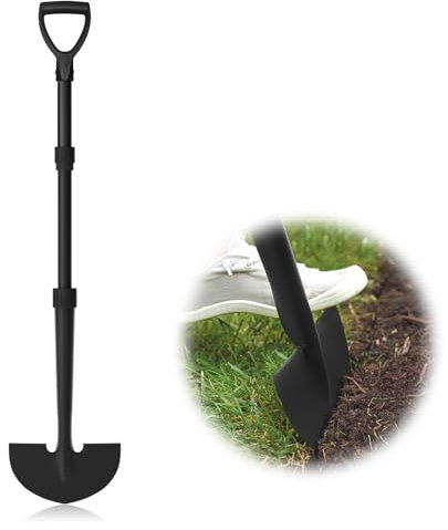 MANXRKUI Edger - Strumento manuale per prato a mezza luna, per bordi del giardino, strumento manuale per bordi del prato con impugnatura a D, manico lungo 104 cm, per erba, marciapiedi, cortile