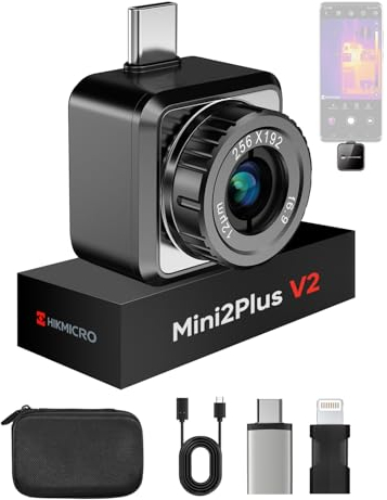 HIKMICRO Mini2Plus V2 Thermal Camera - iOS/Android, 256x192 IR Resolution, SuperIR, Adjustable Lens, 25Hz, No Battery, for Phone/Tablet/PC, USB-C/Lightning Port (Adapter Included, support iPhone 15)