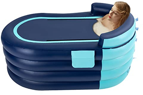 Aufblasbare Tragbare Badewanne, Mobile Freistehendes SPA Badewanne Erwachsene mit Rückenlehne für Badezimmer, Dusche & Balkon, bis 100kg (5.9ft), 84 * 140 * 74cm