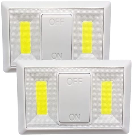 Jandei – Pack 2x Luces Nocturnas LED 110-120 Lúmenes. Iluminación Auxiliar de Pasillo, Dormitorio, Salón, Cocina, Armario - Funcionan con Pilas AAA no incluidas (ON/OFF)