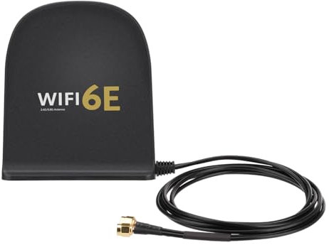 Bingfu Antenna WiFi 6E Tri-Band 2,4 GHz 5 GHz 6 GHz, 8dBi Antenna MIMO con Base Magnetica, Cavo da 2 m, Connettore RP-SMA per Router WiFi, Case Intelligenti, Uffici, Nero