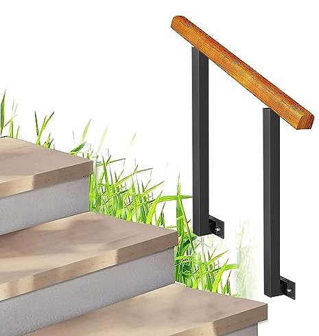 Outdoor Stair Railing, External Outside Metal Wrought Iron Handrail Fit 1-4 Step Transitional Hand railings for Garden Porch Wooden Steps, Safety Hand Rail Support Rod ( Color : Height 95cm , Size : 1