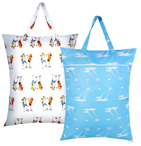 Sandiyago 2 Pezzi Sacchetti Impermeabili Biancheria Sporca 58x46cm, Biancheria Sporca, Sacca Impermeabile, Sacco Portabiancheria Sporca, Utilizzato per Fitness Sportivo, Nuoto, Viaggi, Ecc