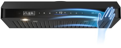 BRANO 30 Under Cabinet Range Hood, 900 Cfm, Voice/Gesture/Touch Control, 4 Speed, Memory Mode, Adjustable Lights, Black