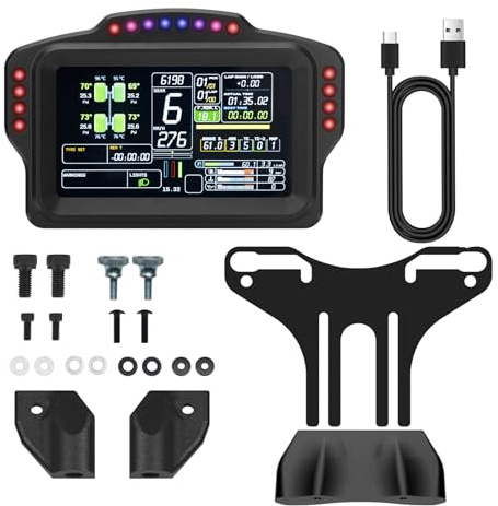 DV480 PRO Dashboard SIM Course Dash Display med 5 skärm och 16 RGB-LED för simulering av racingspel. Tillbehör för racingsimulator för PC