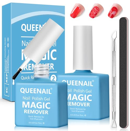 2 Pièces Dissolvant Vernis Semi Permanent,Remover Vernis Semi Permanent Professionnel,Gel Nail Polish Remover Avec Limes à Ongles et Grattoir à Cuticules,Enlève Facilement et Rapidement Vernis Gel