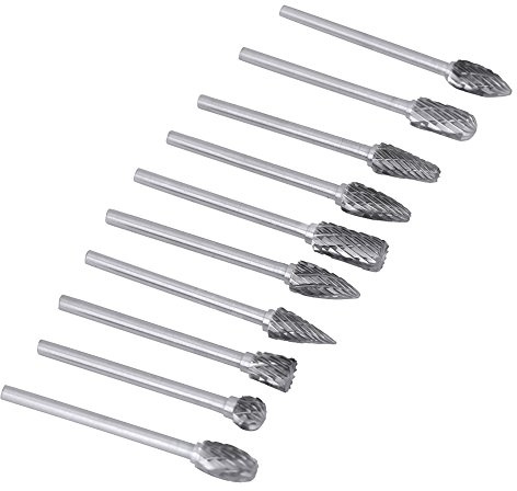 10 Fraises en Carbure d'acier au Tungstène pour Jeu de Forets à Outils, Durables, de Haute qualité, de Différentes Formes et Tailles