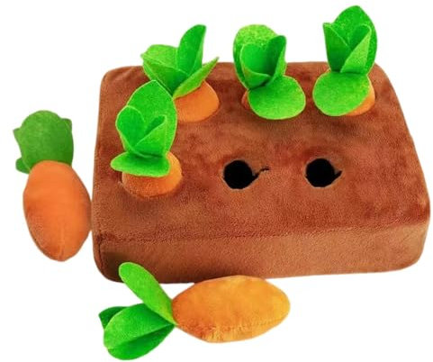 Interaktives Karotten Hundespielzeug,Kauspielzeug Schnüffelmatte,Intelligenz Hundespielzeug,Karotten Plüschtier Schnüffelteppich,Hunde Gemüse Plüschtier,Pull The Carrot Stofftier Backenzähne Spielzeug