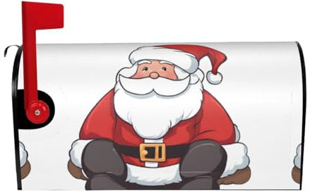 Cute Santa Claus Print Mailbox Cover Durable Oxford Cloth for American Standard & Large Size Mailboxes