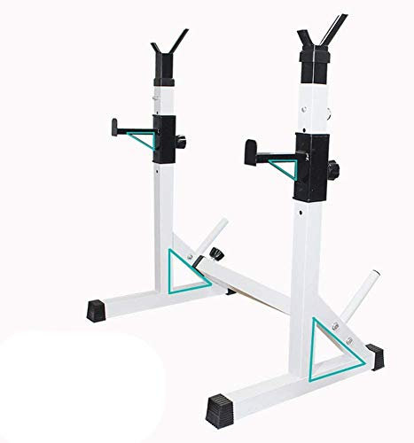 OWOHYG Verstellbares Squat Rack Standard Solides Langhantel-Rack - Multifunktions-Gewichtheber-Bankdrückständer, für Krafttraining, Heim-Fitnessstudio und Ganzkörpertraining, Weiß + Schwarz