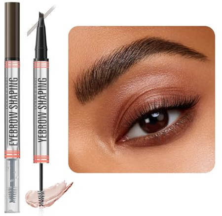 ZHITENG Micro ögonbrynspenna 2-i-1, vattentät och fläcksäker Micro eyebrow penna lång livslängd, skapar ett naturligt utseende utan ansträngning (mörkbrun)