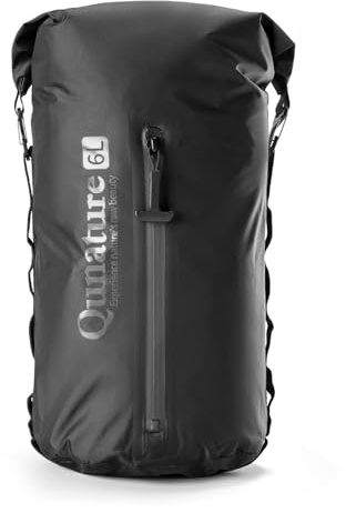 Qunature wasserdichte Fahrradtasche, Bikepacking Dry Bag 6L | Gabeltasche Fahrrad mit Reißverschluss, Ultraleicht Reißfest für Gravel MTB Rennrad Schwarz