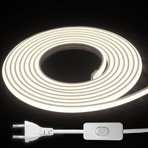 STHomedeco Ruban LED Extérieur 220V IP65, Bande Lumineuse Jardin(4000K, 2m) | Étanche IP65, éclairage décoratif flexible pour terrasse, façade, jardin et intérieur avec installation facile.