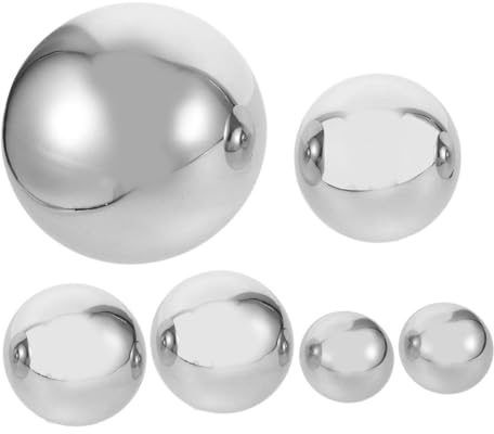 BAZEITFLOW 6 Piezas Bolas Decorativas de Jardín Esferas Huecas de Acero Inoxidable Espejo Pulido Reflectante para Exterior Esferas Espejo para Estanque y Césped Adorno Metálico Brillante