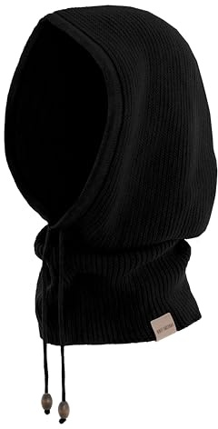 KNIT FACTORY - Evy Kapuzenschal | Strickschal für Damen - Schal mit Kapuzen - Wollschal - Winterschal - Gestrickter Kapuzenschal - Weich und warm