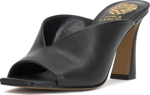 Vince Camuto Womens Galeni Peep Toe High Heel Mules, Black, 7.5, Medium