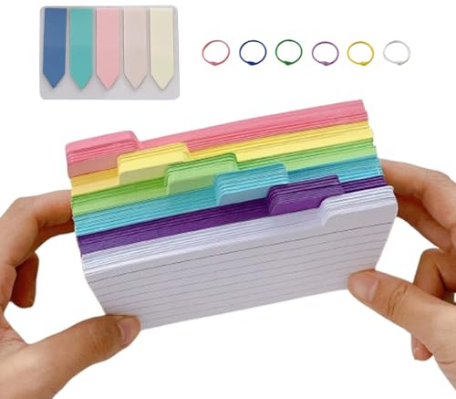 Tarjetas de índice forradas – 300 piezas de tarjetas flash pesadas para estudiar | Suministros escolares para profesores en el aula anotación informe estudiantes, receta de viaje, taquigrafía
