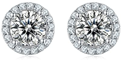 TTDGYYXW Moissanit-Ohrstecker, 0,5 ct D-Farbe, VVS-Klarheit, runde Diamant-Ohrringe, Damen und Herren, klassisch, 18 Karat Gold, 925er Sterlingsilber, luxuriöser, runder, brillanter Moissanit-Schmuck