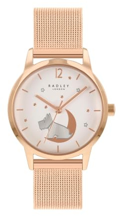 RADLEY Ladies Rose Gold Stainless Steel Mesh Strap Watch RY4536A