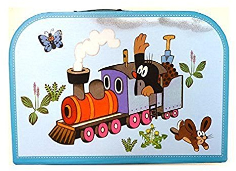 Kinderkoffer 16298 Maulfwurf mit der Eisenbahn blau gross 30 cm