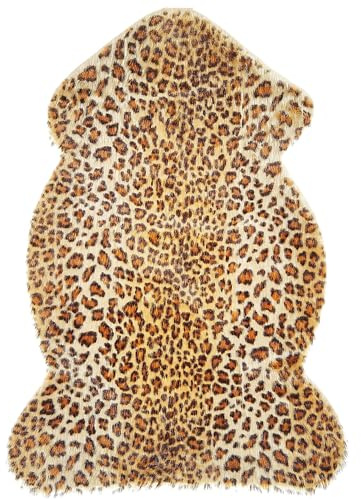 Beliani Kunstfell Teppich Leopardenmuster braun Überwurf Webpelz Fellform 60 x 90 Nambung
