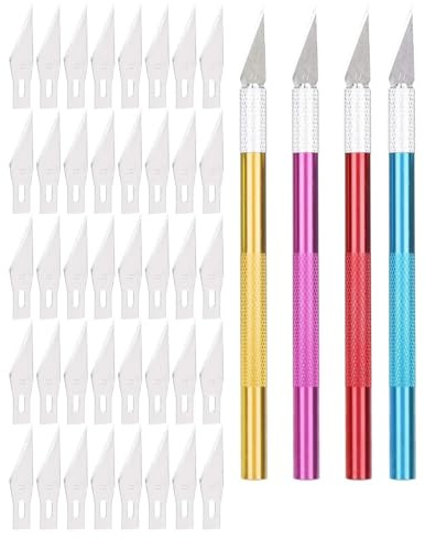 4 piezas cuchillo de precisión 40 hojas juego de cuchillos para tallado manual sello goma corte papel herramienta arte for trabajos de precisión
