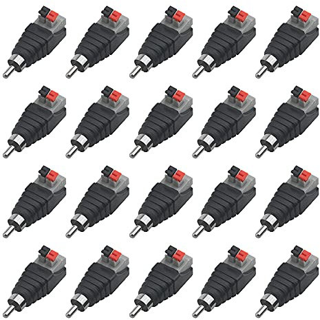 WMYCONGCONG 20 Stück Lautsprecherkabel zu Audio-Stecker-Adapter-Buchse-Stecker RCA-zu-Lautsprecherkabel-Adapter Federdrucktyp für CCTV