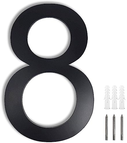 Numero Civico Esterno, numero civico acciaio inox, Antracite, RAL 7016 antiruggine resistente, 20 cm di altezza, Arial scritta, Aspetto Fluttuante, con Viti di Montaggio, Numero civico 8