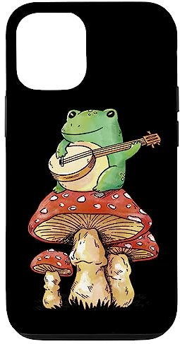 Hülle für iPhone 15 Niedlicher Frosch spielt Banjo auf Pilz sitzend