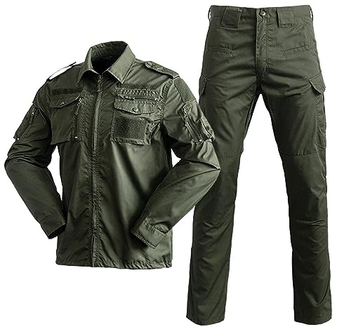 Mymyguoe Tarnanzug Herren Paintball Combat Shirt Taktische Hose Langärmlige Mit 1/4 Reißverschluss Taktische BDU-Kampfuniform Jacke Und Hose Anzug Militär Anzug Outdoor Camouflage Jagdbekleidung