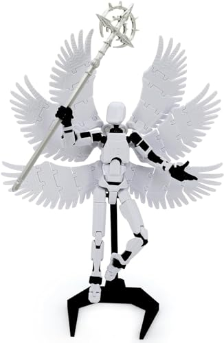 Starnearby T13 Action Figure, Assembly Completed 13CM 3D Printed Lucky 13 Titan 13 Action Figure with Wings 4 Weapons & 6 Hands Sets, Dummy 13 Multi-Jointed Movable Robot 13, Home Desk Decoration