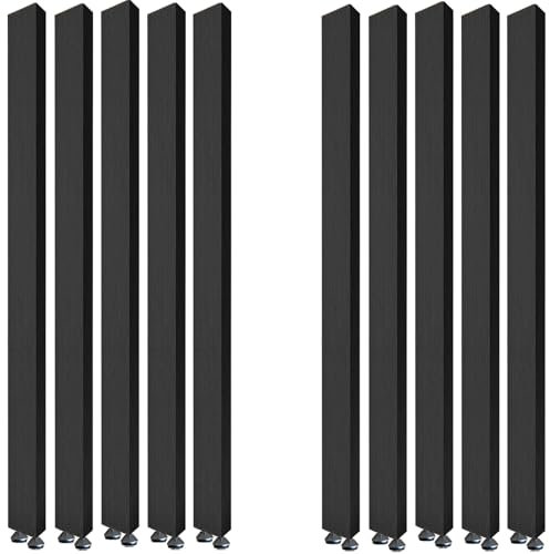 2,3 bis 7,9 Zoll hohe Raumteilerpfosten vom Boden bis zur Decke, schwarze Aluminium-Lamellen, Sichtschutzwände, Säulen-Trennwand für Studio, Wohnung, Eingang, WC, Armaturenraum, 10 Stück, 80 cm