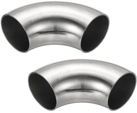 PATIKIL 2Pz 90 Gradi Gomito di Scarico Raccordi per Tubi 45mm OD | Gomito di Scarico in Acciaio, Connettore per Tubi Acciaio Inossidabile 304, per Tubazione Corrimano Scale HVAC