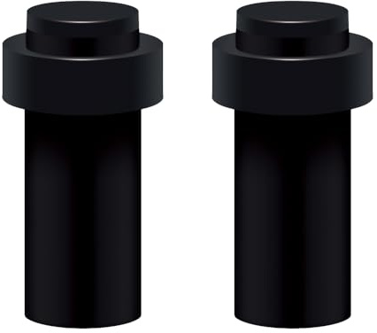 2 er Set Türstopper aus Edelstahl für Boden oder Wand - Stabiler Bodentürstopper mit Gummi Türpuffer ø32mm, Höhe 80mm