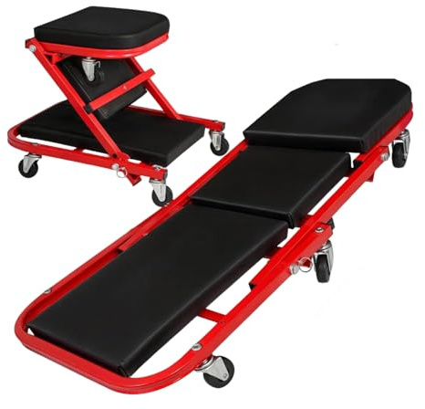 Asiento mecánico Plegable 2 en 1 Creeper automotriz de 36 Pulgadas con 6 Ruedas giratorias de 360° para reparación Debajo del automóvil, diseño Estable para acostarse o Sentarse
