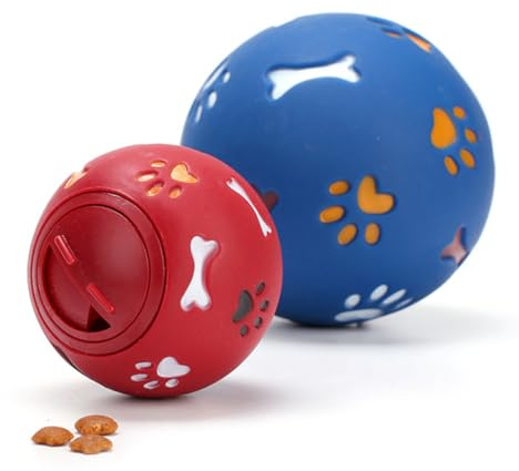 BCOATH Pelota Interactiva para Perros Pequeña Azul, Juguete Dispensador de Comida Fugas, Bola Educativa sin Tóxicos Aroma a Leche para Entrenamiento y Entretenimiento Canino