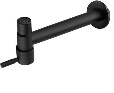 Robinet mural d'extérieur pour jardin, robinet d'eau à long manche en acier inoxydable pour salle de bain, cuisine, balcon, noir
