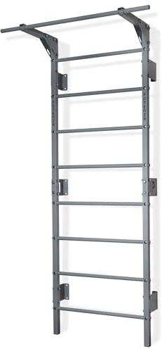 Potenza Mur d’Escalade – Acier – Fabriqué en UE (avec Barre de Traction, Gris, Plus étroite)