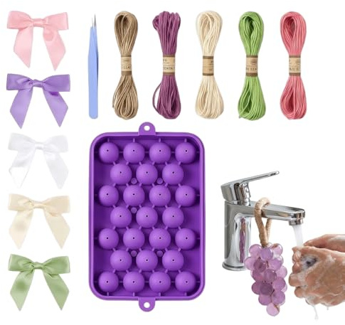Juego de fabricación de jabón de uva para bricolaje, molde de manualidades con cuerda de yute, juego hecho a mano para hacer jabón, para el Día de la Madre, cumpleaños, decoración del hogar, día del