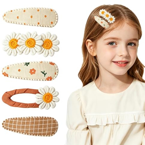 JOVYTH Mollette Capelli Bambina 5pz, Margherita Rosa Pastello, Antiscivolo per Capelli Fini. Fiori e Fermagli per Bambine, Accessori Quotidiani con Aderenza Sicura